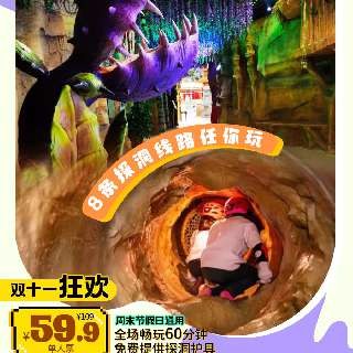【双十一狂欢】¥59.9起全场畅玩60分钟，可叠加使用！魔法谷探洞公园，2000㎡仿真洞穴探险乐园，8条探洞线路，免费提供探洞护具！坐标龙华星河CoCocity！周末节假日通用